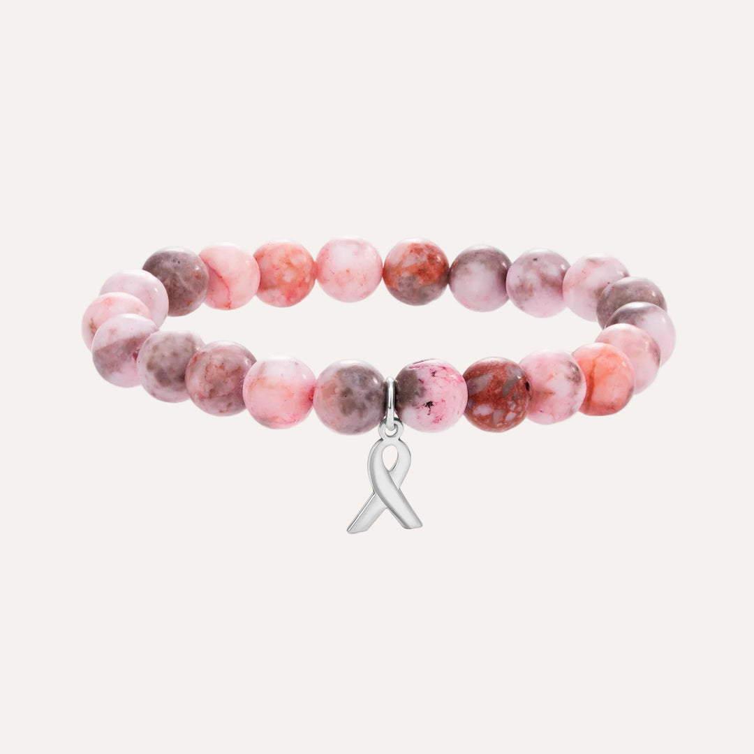 Beaded Bracelet with Breast Cancer Awareness Charm for Women | Soria Jewelry