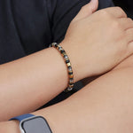 Load image into Gallery viewer, Beaded Bracelet for Men | Fashion Black Gold Design Jewelry | Soria Jewelry
