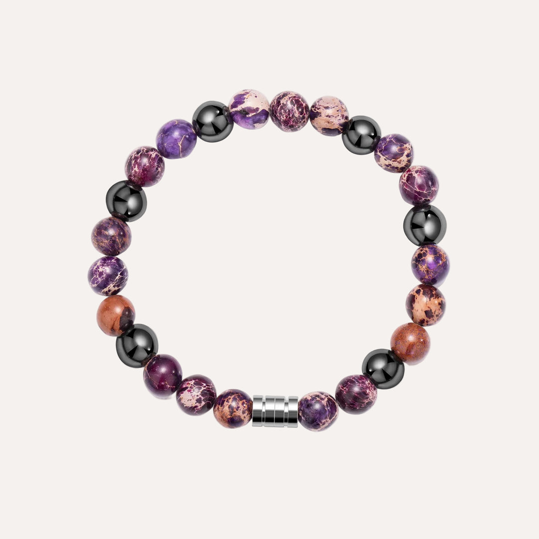 Vintage Beaded Bracelet for Men | Natural Hematite Stone Design | Soria Jewelry