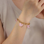 Load image into Gallery viewer, Beaded Bracelet for Women | Delicate Pink Hearts Charm Bracelet | Soria Jewelry
