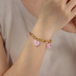 Load image into Gallery viewer, Beaded Bracelet for Women | Delicate Pink Hearts Charm Bracelet | Soria Jewelry
