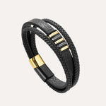 Load image into Gallery viewer, Black Braided Leather Bracelet with Multi Layered for Men | Soria Jewelry

