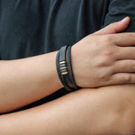 Load image into Gallery viewer, Black Braided Leather Bracelet with Multi Layered for Men | Soria Jewelry
