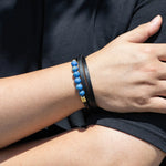 Load image into Gallery viewer, Lapis Lazuli Stone Bracelet with Black Leather for Men | Soria Jewelry
