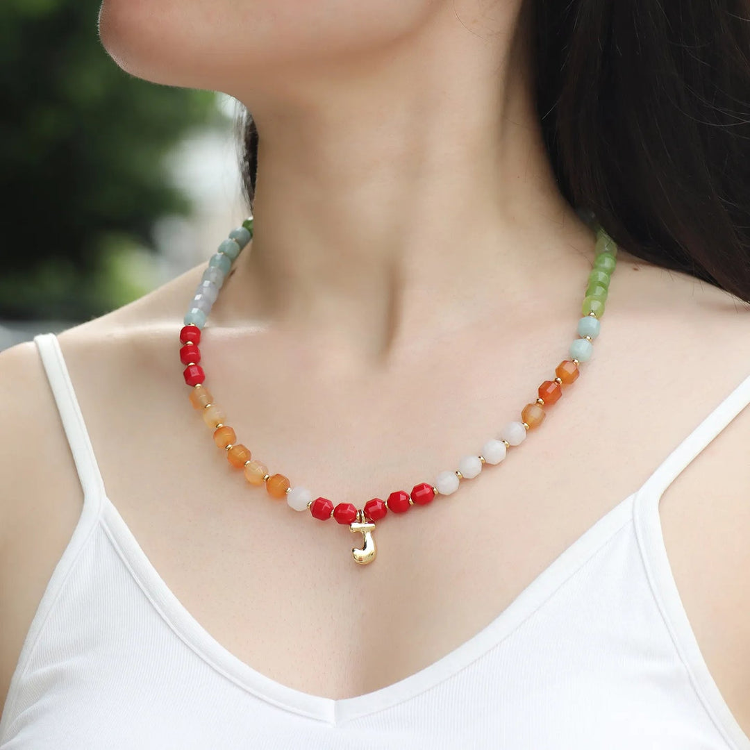 Beaded Necklace for Women | Boho Chic Colorful Initial beaded Design | Soria Jewelry