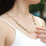 Load image into Gallery viewer, Pearl Necklace for Women | Boho Gold Chain Mixed Stone Design | Soria Jewelry

