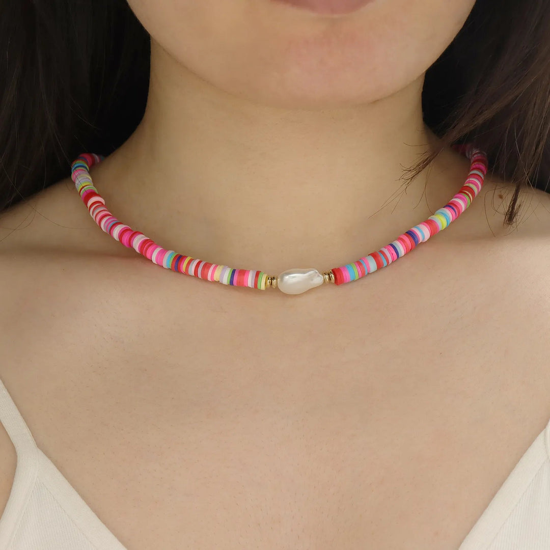 Pearl Necklace for Women | Boho Summer Colorful Jewelry | Soria Jewelry