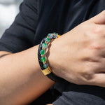 Load image into Gallery viewer, Natural Stone Leather Bracelet Woven Wrist Band for Men | Soria Jewelry
