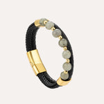 Load image into Gallery viewer, Natural Stone Leather Bracelet Woven Wrist Band for Men | Soria Jewelry
