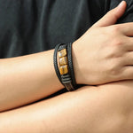 Load image into Gallery viewer, Braided Tiger Eye Stones Leather Bracelet with Multi Layer for Men | Soria Jewelry

