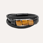 Load image into Gallery viewer, Braided Tiger Eye Stones Leather Bracelet with Multi Layer for Men | Soria Jewelry
