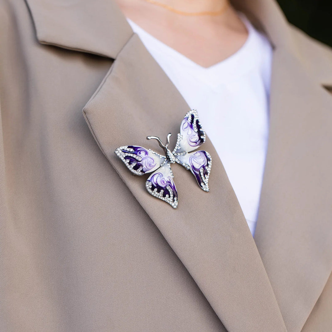 Butterfly Brooch Pin Purple Crystal Insect Jewelry for Women | Soria Jewelry