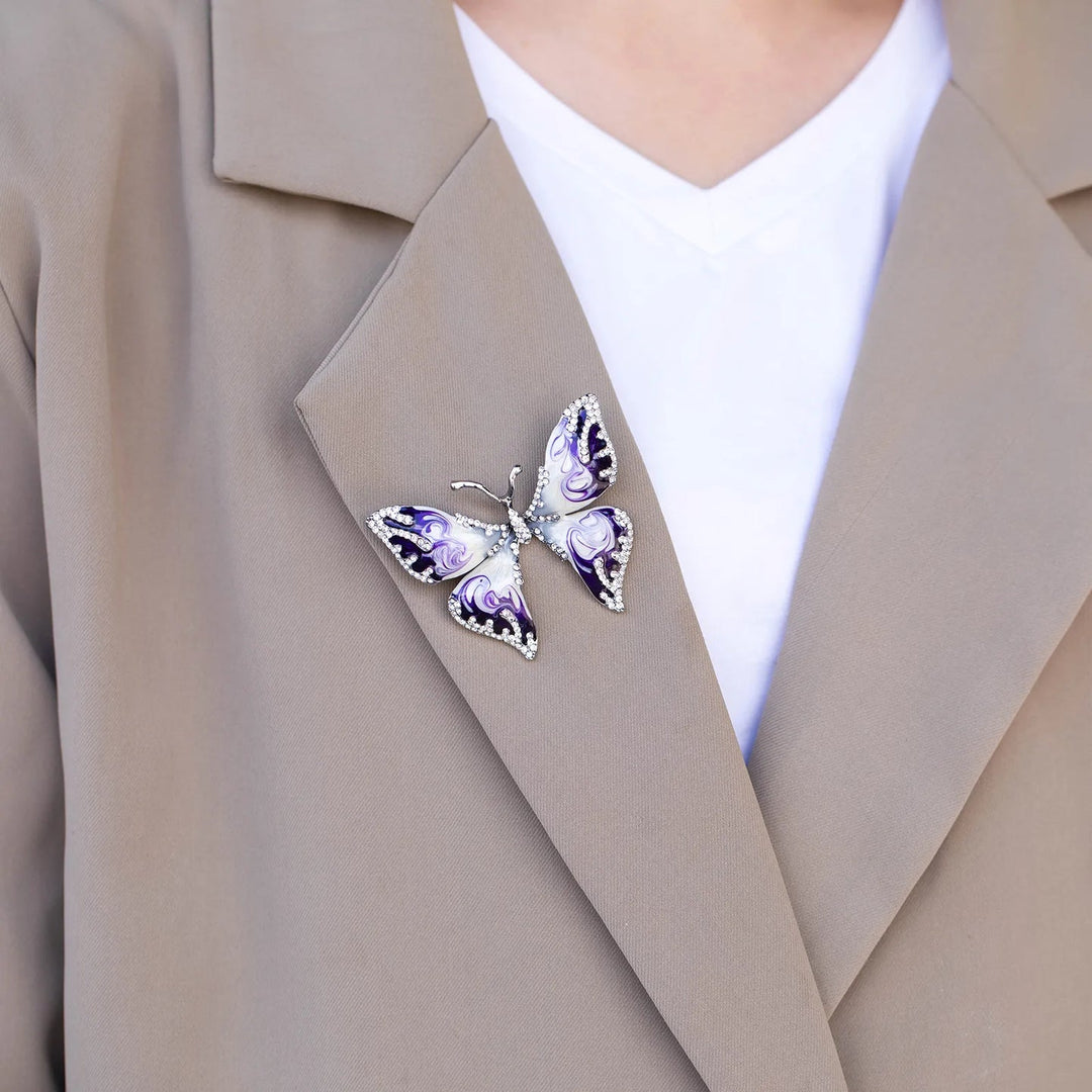 Butterfly Brooch Pin Purple Crystal Insect Jewelry for Women | Soria Jewelry