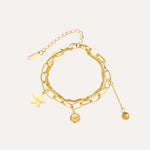 Load image into Gallery viewer, Charm Bracelet with Gold Tone Double Chain Bracelet | Soria Jewelry
