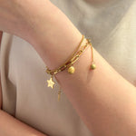 Load image into Gallery viewer, Charm Bracelet with Gold Tone Double Chain Bracelet | Soria Jewelry
