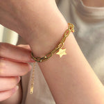 Load image into Gallery viewer, Charm Bracelet with Gold Tone Double Chain Bracelet | Soria Jewelry
