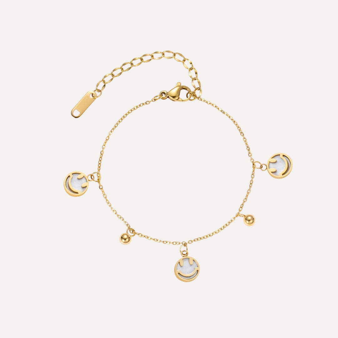 Charm Bracelet with Gold Tone Smiley Face for Women | Soria Jewelry