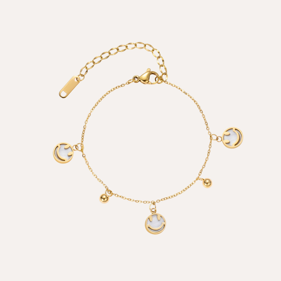 Charm Bracelet with Gold Tone Smiley Face for Women | Soria Jewelry