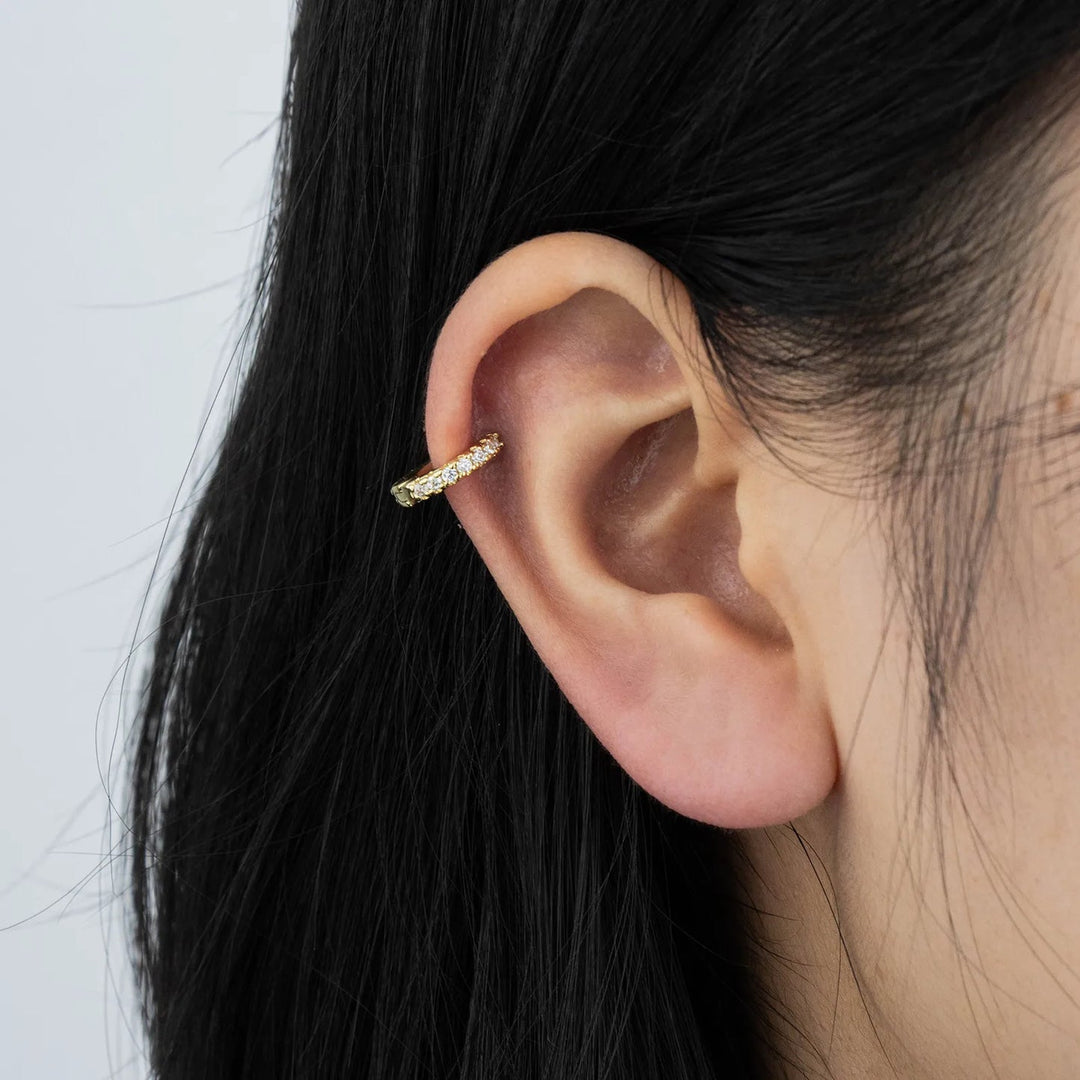 Chic Gold Huggie Earrings with Sparkling CZ Design for Women | Soria Jewelry