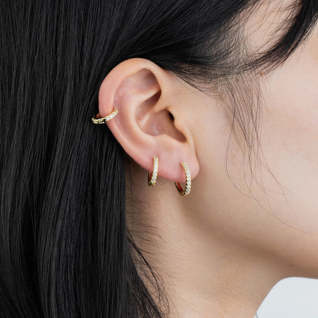 Chic Gold Huggie Earrings with Sparkling CZ Design for Women | Soria Jewelry