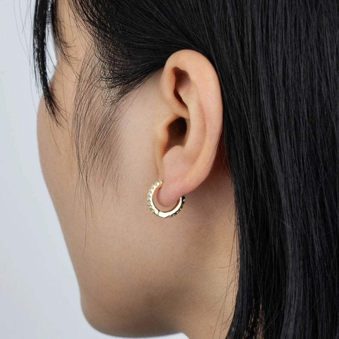 Chic Gold Huggie Earrings with Sparkling CZ Design for Women | Soria Jewelry