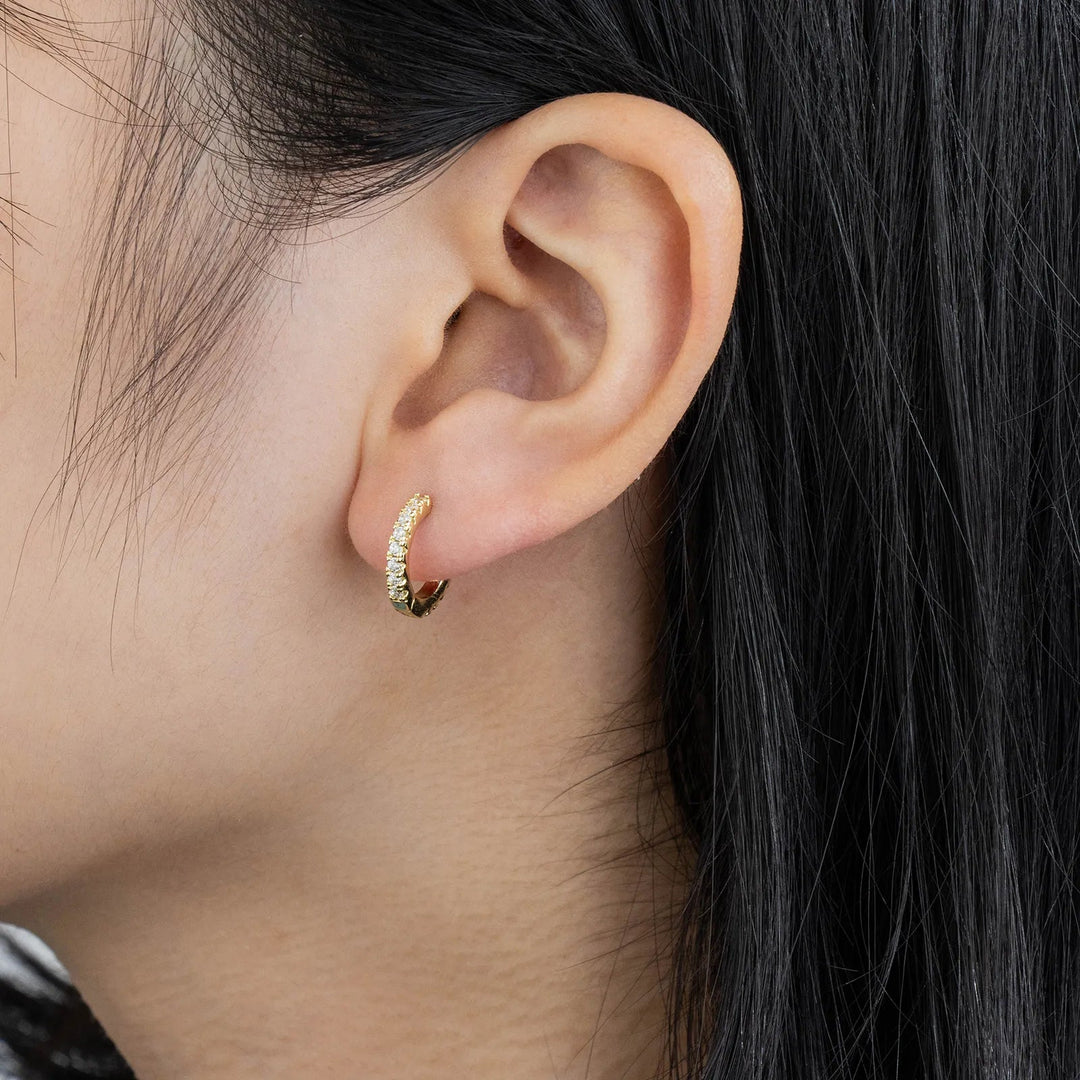 Chic Gold Huggie Earrings with Sparkling CZ Design for Women | Soria Jewelry