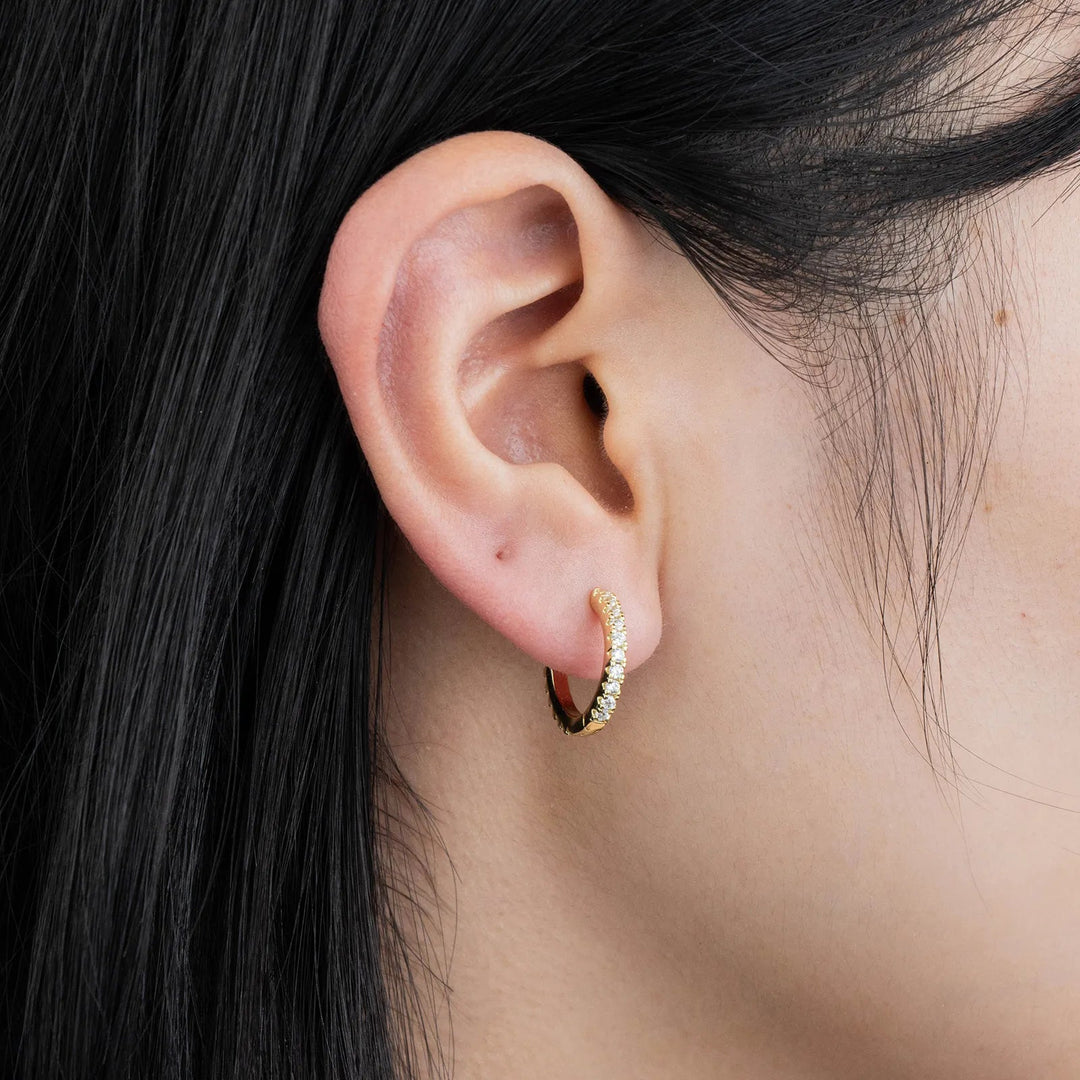 Chic Gold Huggie Earrings with Sparkling CZ Design for Women | Soria Jewelry