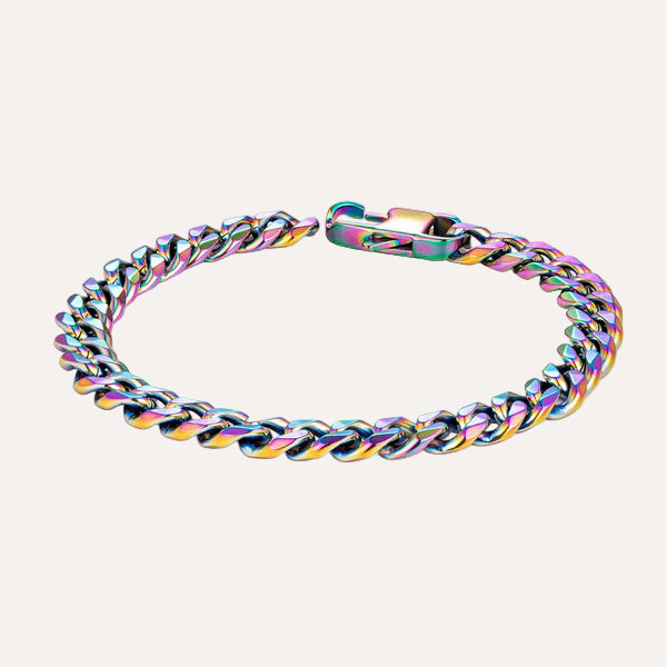 Colorful Cuban Link Bracelet | Fashion Chunky Men's Jewelry | Soria Jewelry