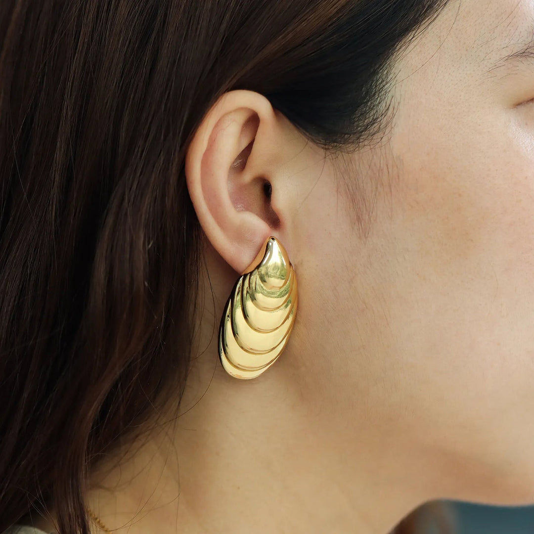 Seashell Shaped Earrings for Women | Chunky Gold Tone Jewelry | Soria Jewelry