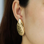 Load image into Gallery viewer, Seashell Shaped Earrings for Women | Chunky Gold Tone Jewelry | Soria Jewelry
