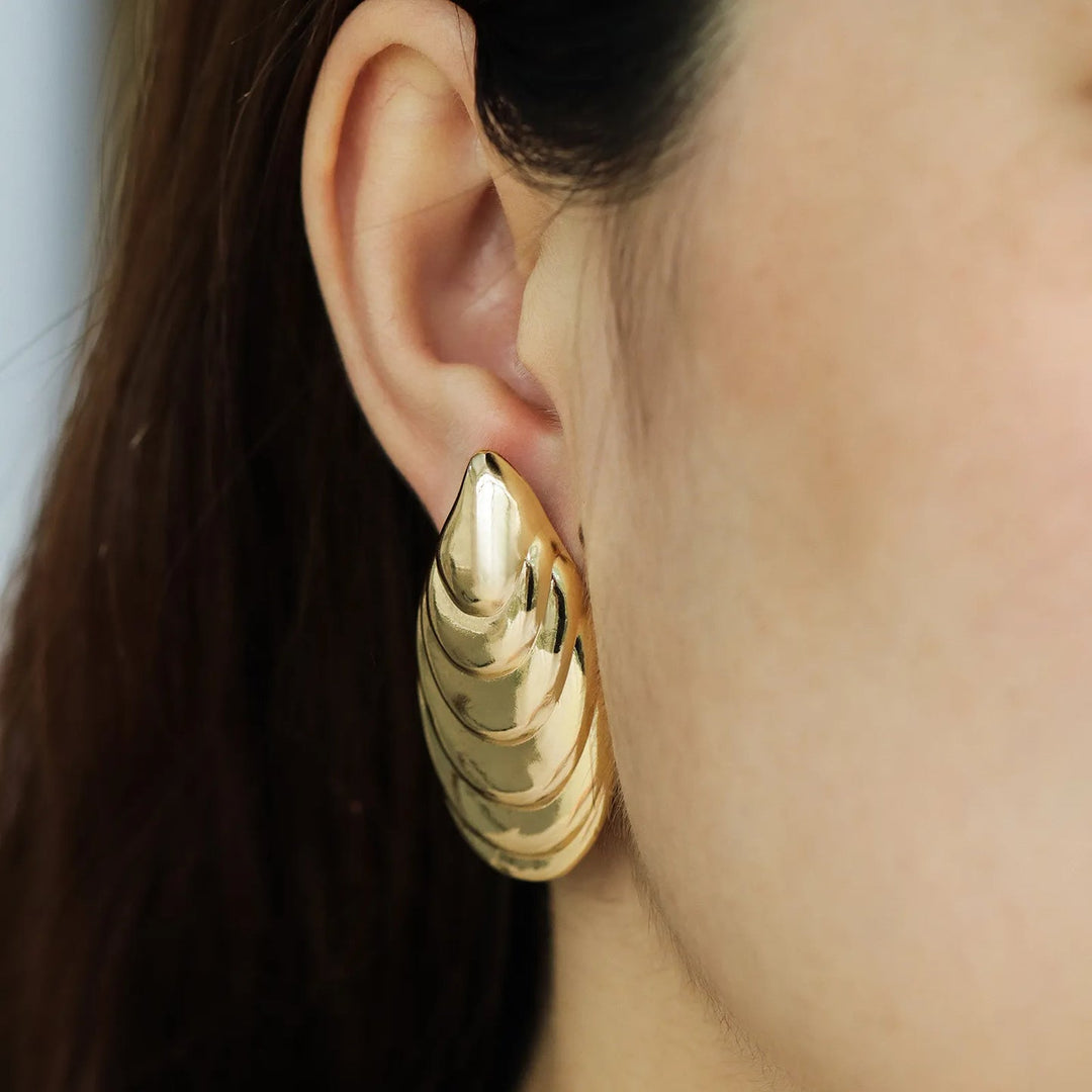 Seashell Shaped Earrings for Women | Chunky Gold Tone Jewelry | Soria Jewelry