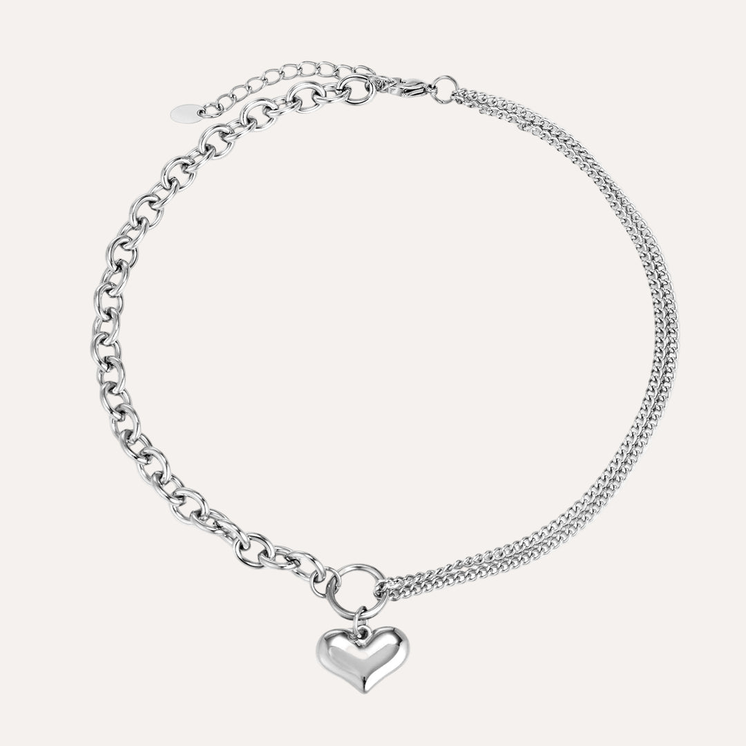 Heart Locket Necklace for Women | Chunky Silver Chain Design | Soria Jewelry