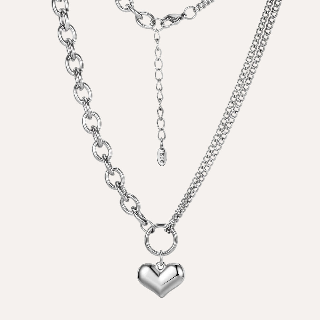 Heart Locket Necklace for Women | Chunky Silver Chain Design | Soria Jewelry
