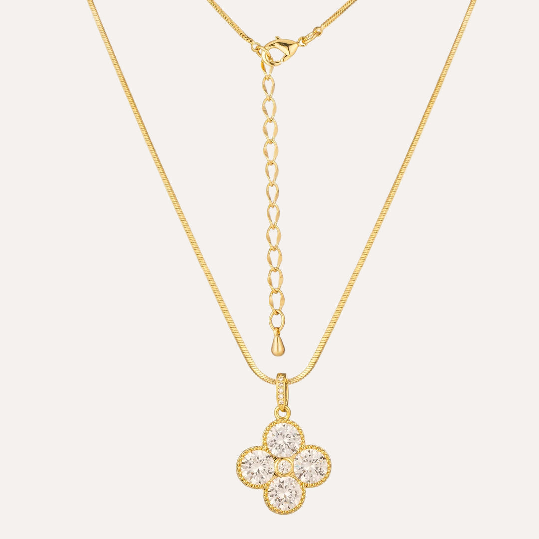 Clover Necklace with 18K Gold Tone and Crystal for Women | Soria Jewelry