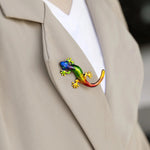 Load image into Gallery viewer, Colorful Gecko Brooch Pin Rainbow Chameleon Design for Women | Soria Jewelry
