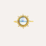 Load image into Gallery viewer, Gold Opal Ring for Women | Dainty Sun Flower and Adjustable Design | Soria Jewelry

