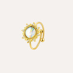 Load image into Gallery viewer, Gold Opal Ring for Women | Dainty Sun Flower and Adjustable Design | Soria Jewelry
