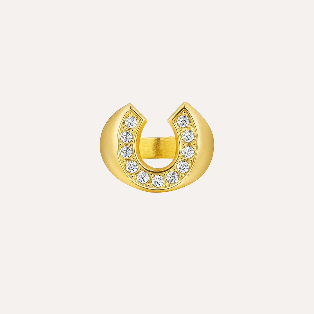 Gold Ring for Women | Dainty Crystal and Initial Shaped Design | Soria Jewelry