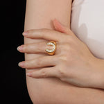 Load image into Gallery viewer, Gold Ring for Women | Dainty Crystal and Initial Shaped Design | Soria Jewelry
