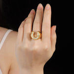 Load image into Gallery viewer, Gold Ring for Women | Dainty Crystal and Initial Shaped Design | Soria Jewelry
