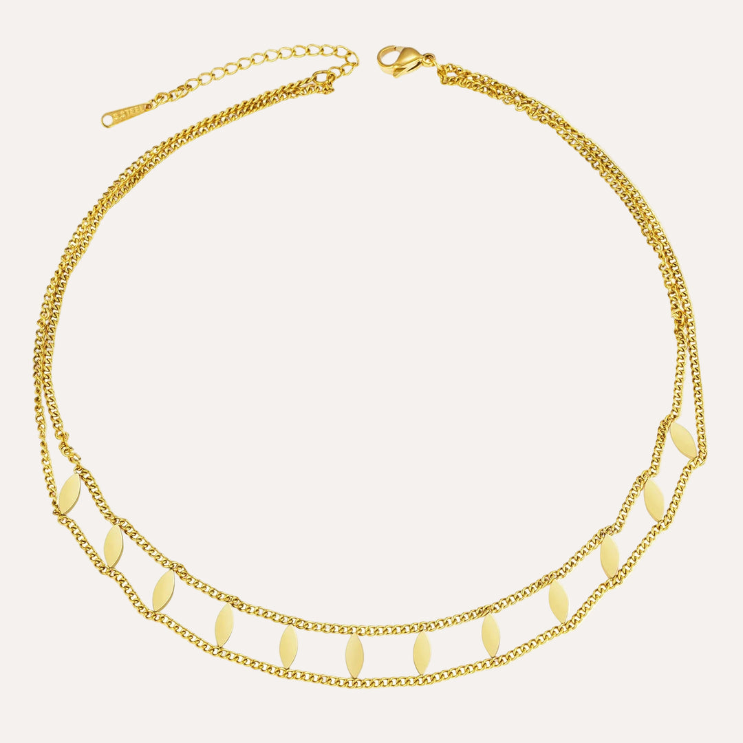Double Layer Choker Necklace for Women | Dainty Oval Pendants Design | Soria Jewelry