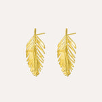 Load image into Gallery viewer, Gold Feather Earrings for Women | Dainty Fashion Jewelry | Soria Jewelry
