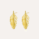 Load image into Gallery viewer, Gold Feather Earrings for Women | Dainty Fashion Jewelry | Soria Jewelry
