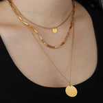 Load image into Gallery viewer, 3 Layer Necklace for Women | Dainty Circle Pendant Jewelry | Soria Jewelry
