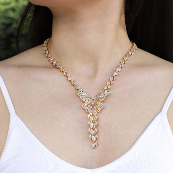 Gold Butterfly Necklace Earrings Ring Set for Women | Soria Jewelry