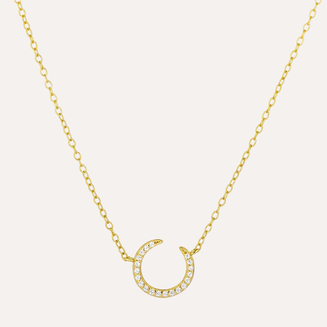 Crescent Moon Necklace for Women | Dainty Crystal Pendant Design | Soria Jewelry