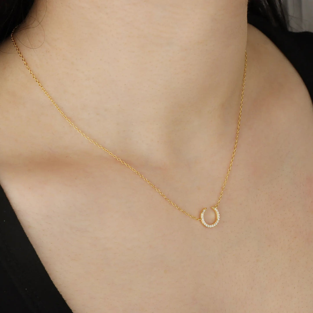 Crescent Moon Necklace for Women | Dainty Crystal Pendant Design | Soria Jewelry