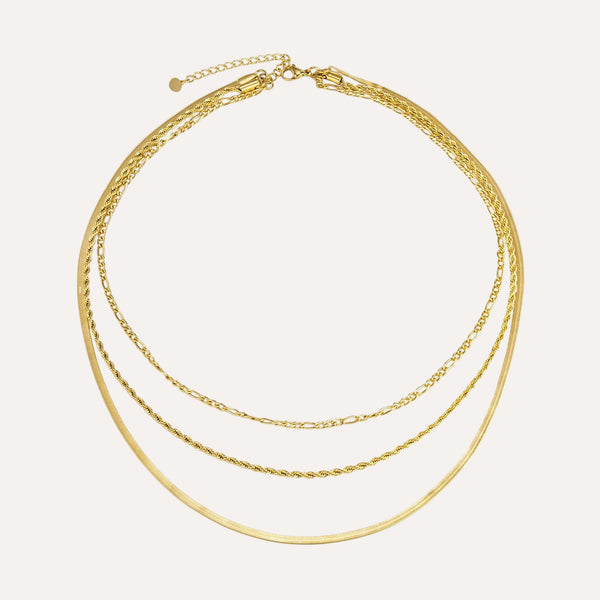 3 Layer Necklace for Women | Dainty Cuban Link Chain Necklace | Soria Jewelry