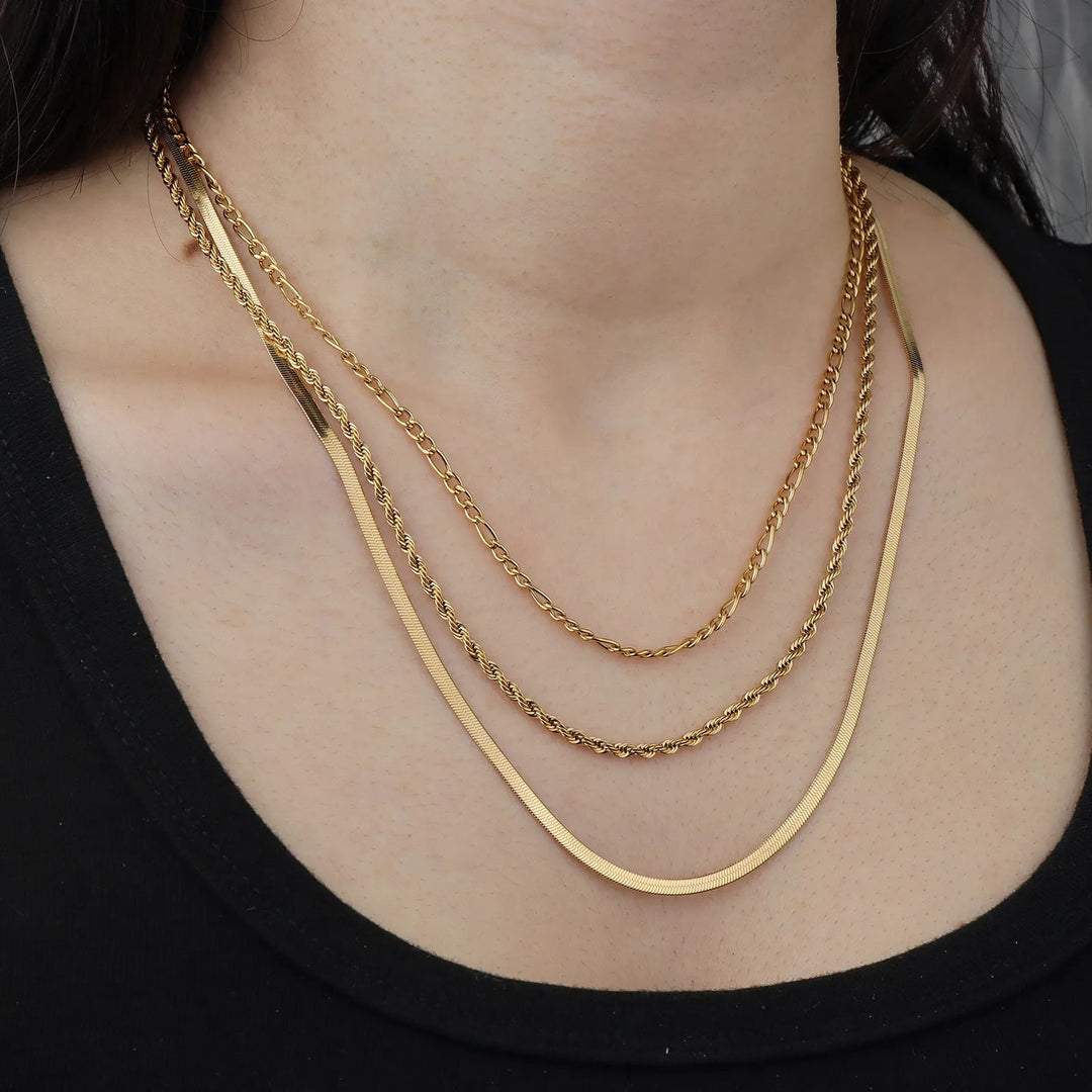 3 Layer Necklace for Women | Dainty Cuban Link Chain Necklace | Soria Jewelry