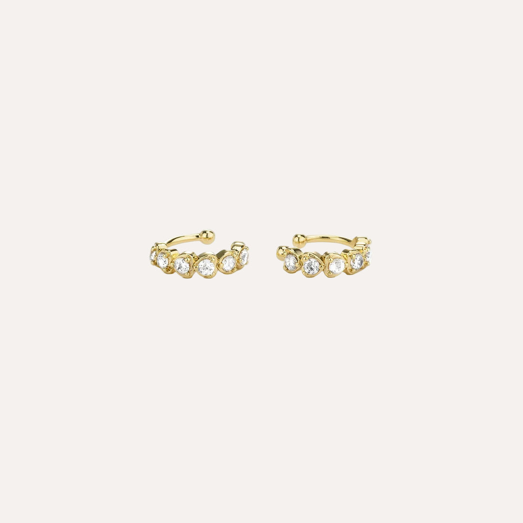 Dainty Gold Ear Cuffs with Heart CZ Design for Women | Soria Jewelry